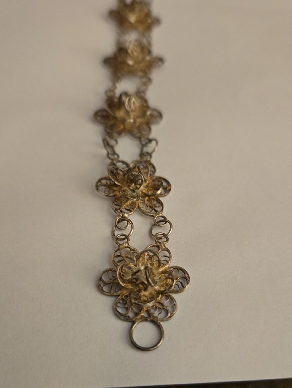 Silver Vintage Floral Filigree Bracelet - Elegant Women's Jewelry